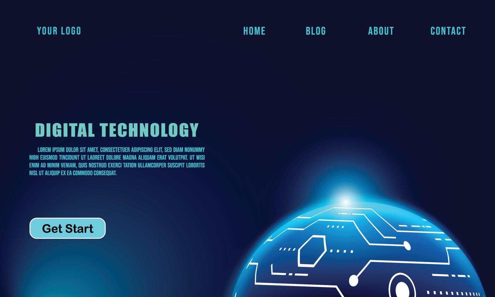 technology concept for web banner template or brochure , Blue colour. vector