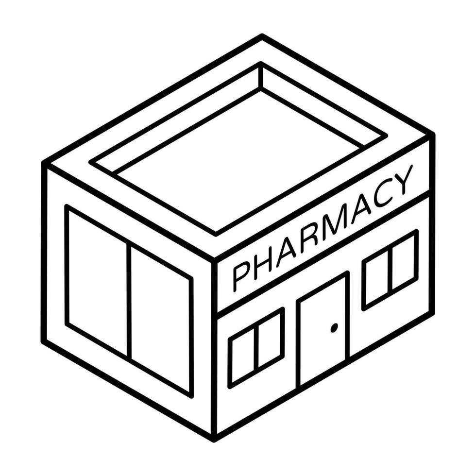 Ready to use isometric icon of pharmacy vector