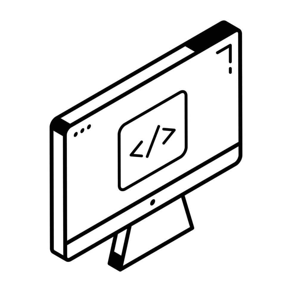 A coding icon in isometric design vector