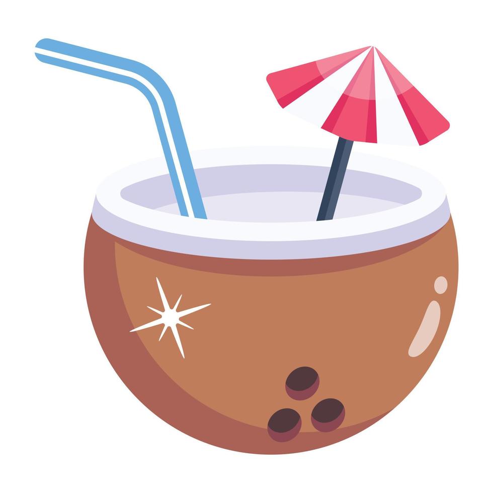 Trendy flat icon of coconut drink vector