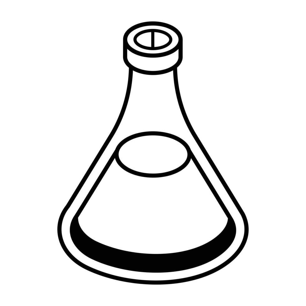 An editable isometric icon of flask vector