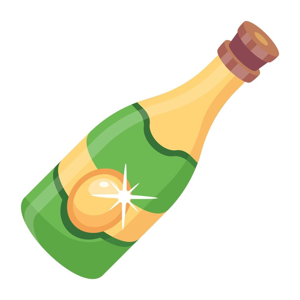 Trendy champagne flat icon vector