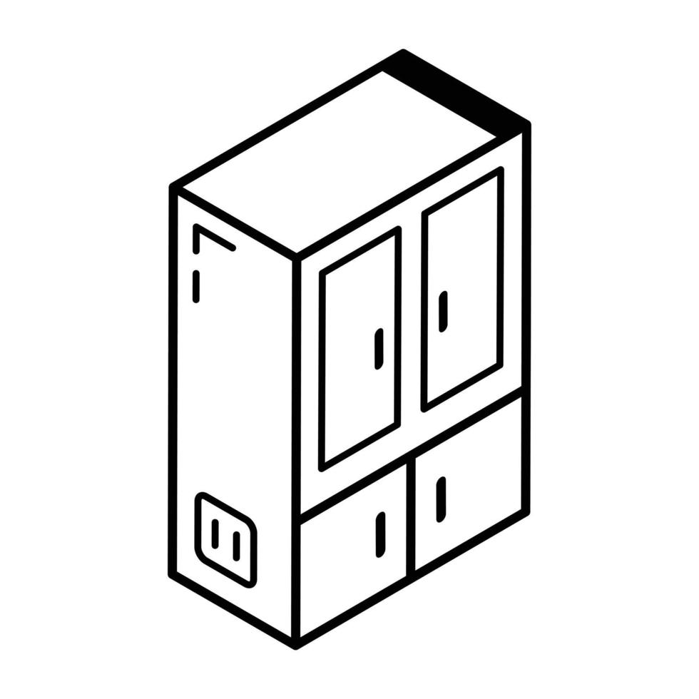 Ready to use outline icon of cupboard vector