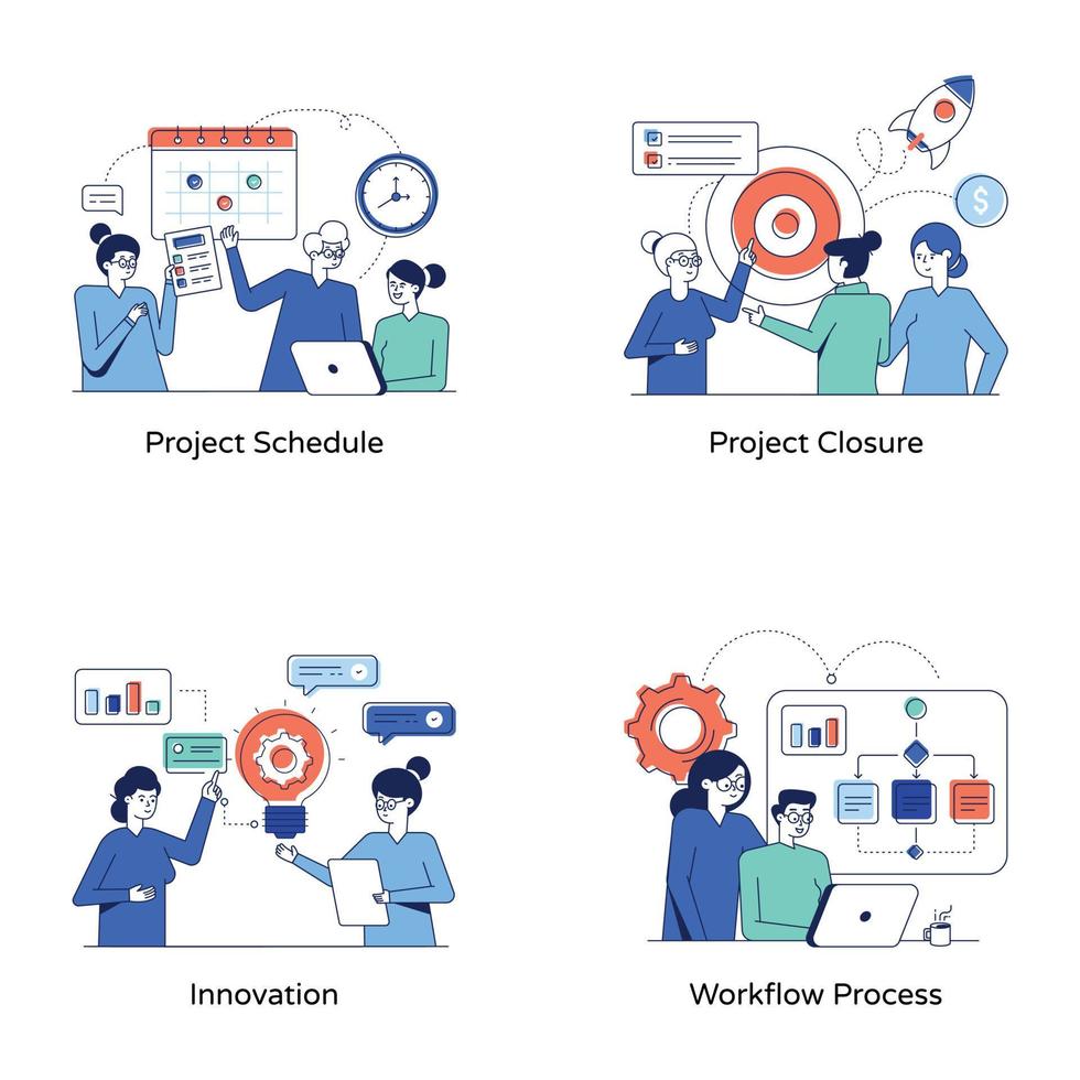 Set of Teamwork Flat Illustrations vector