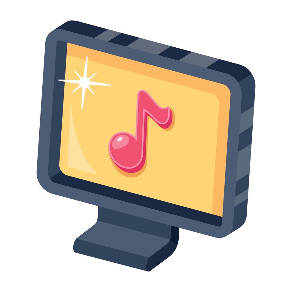 An icon of online music flat vector