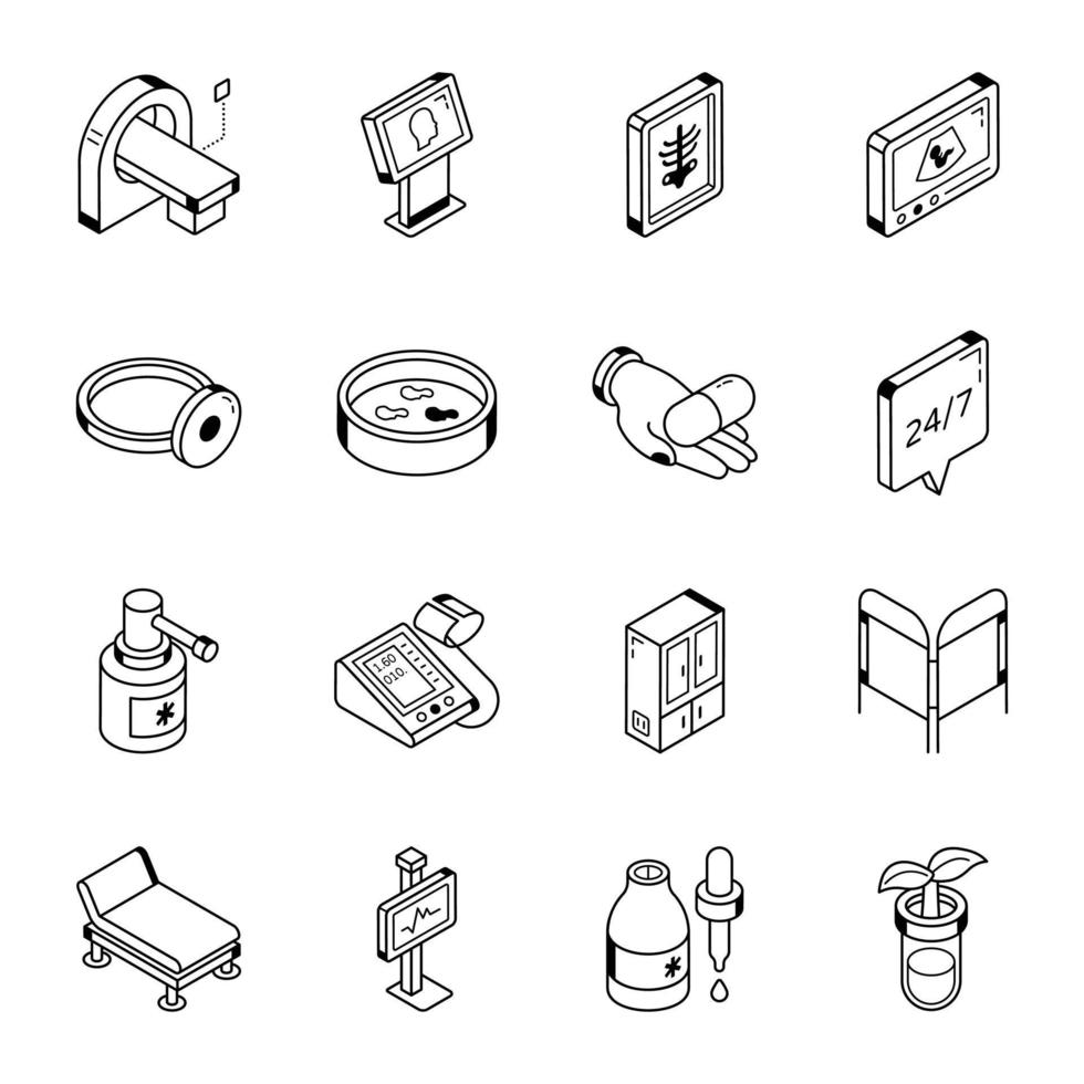 Line Icons of Medical and Hospital vector