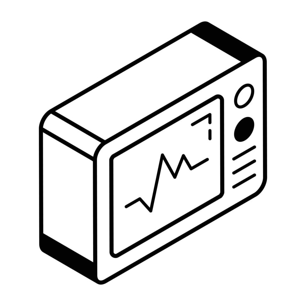 icono isométrico de moda de la máquina de ecg vector