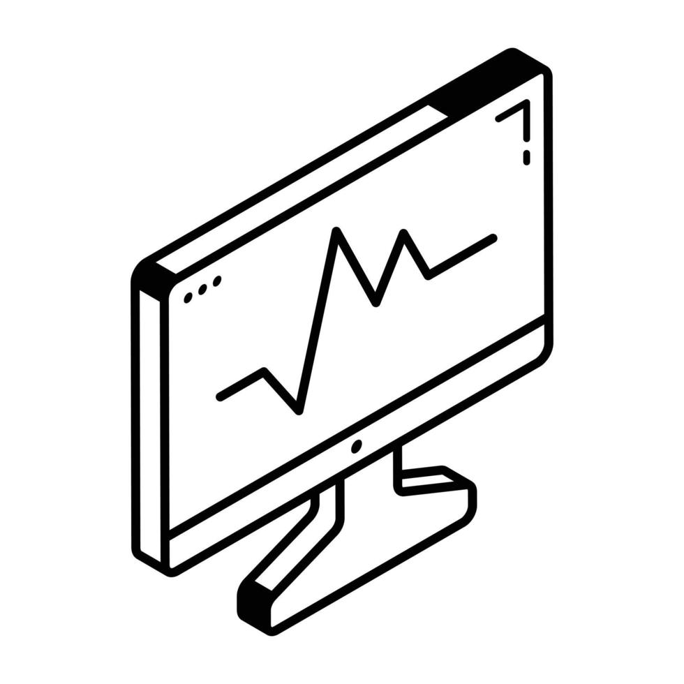 Trendy isometric icon of ECG machine vector