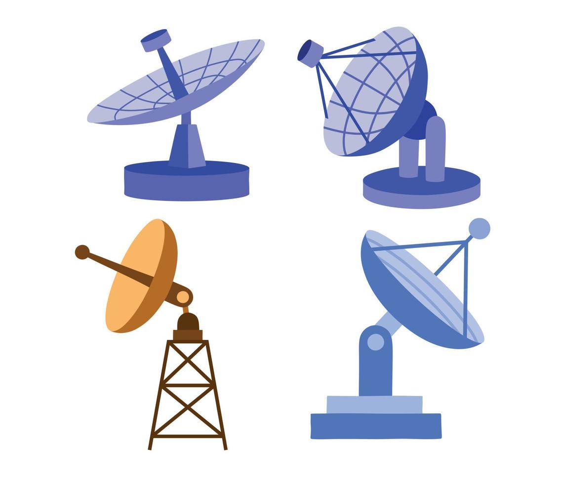 Color image of cartoon Satellite dish. vector