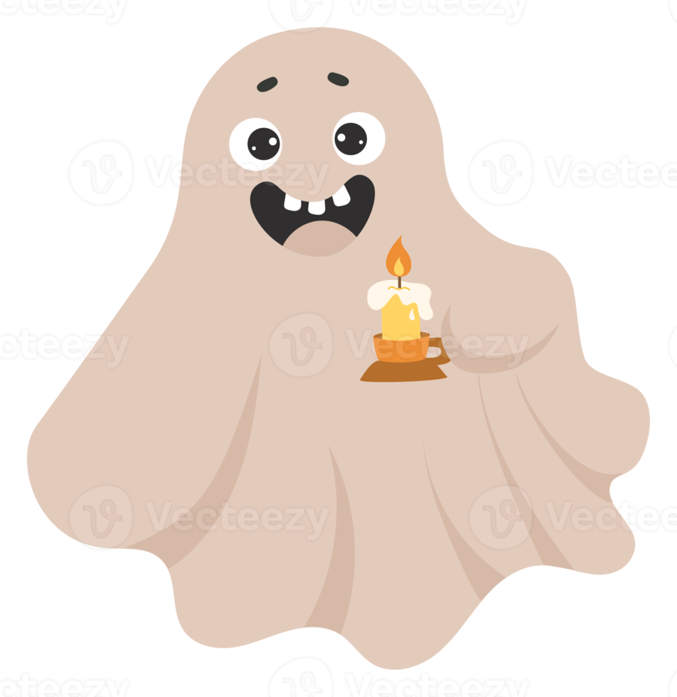sticker Ghost with candle. Halloween png