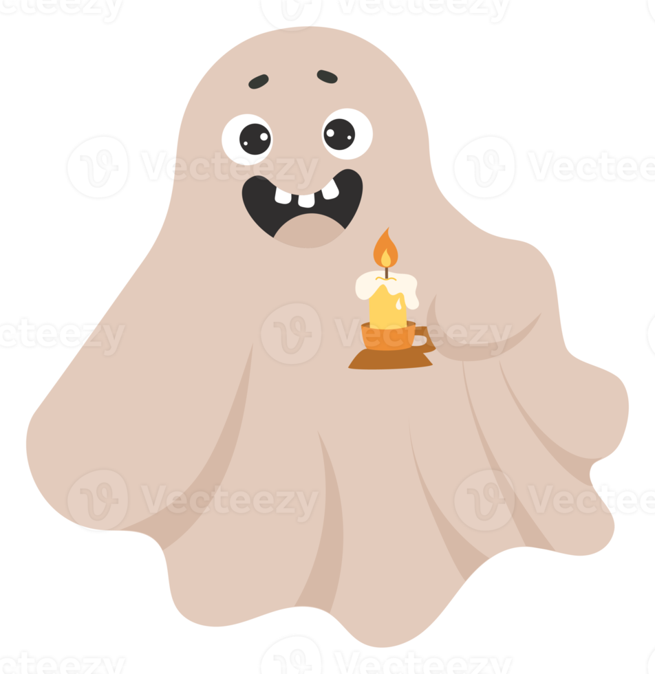 Aufkleber Geist mit Kerze. Halloween png