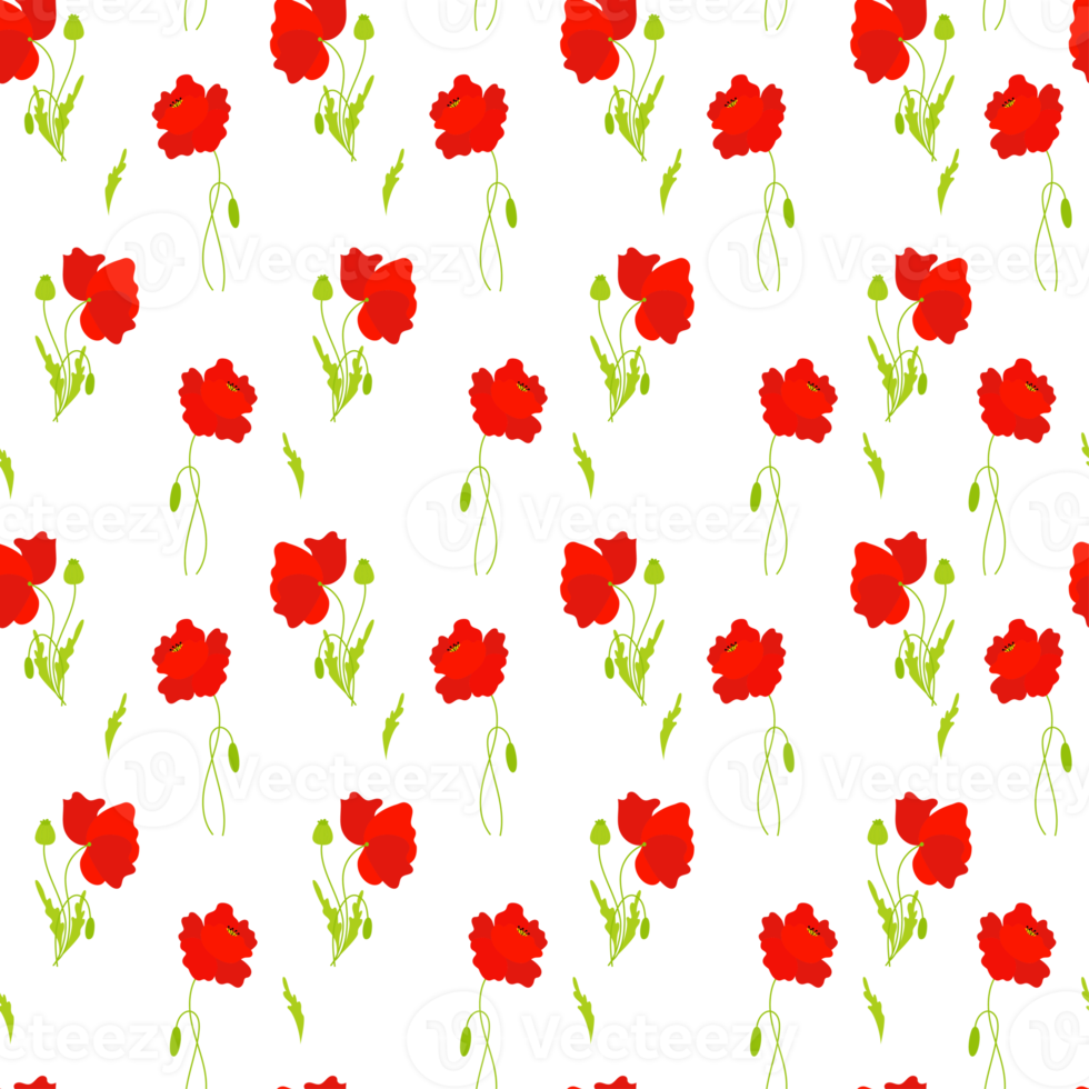 seamless pattern with Red poppies png