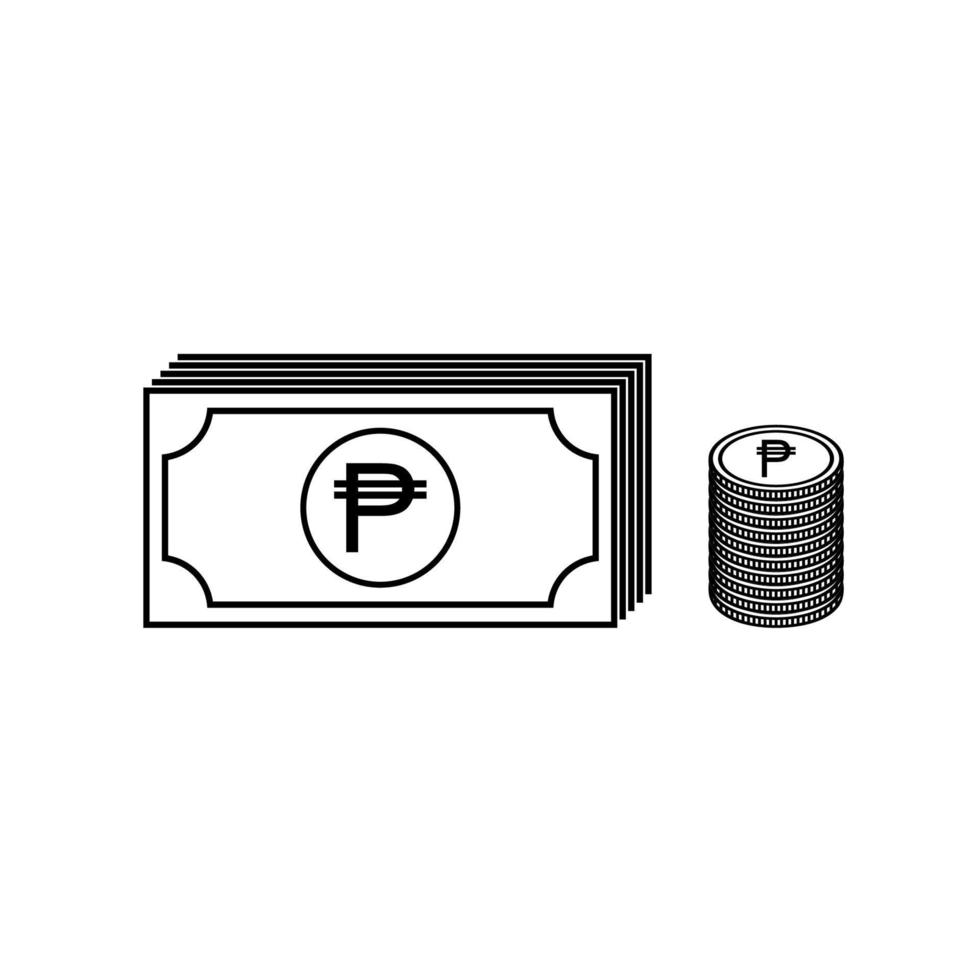 pila de pesos filipinos, php, símbolo de icono de moneda filipina. ilustración vectorial vector