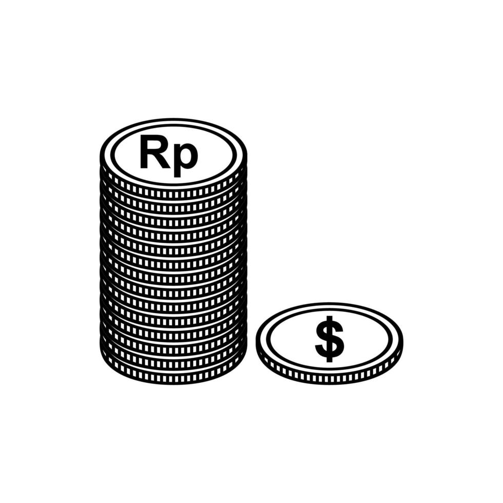 dólar a rupia, símbolo de icono de dólar a idr. valor de la moneda del dinero. ilustración vectorial vector