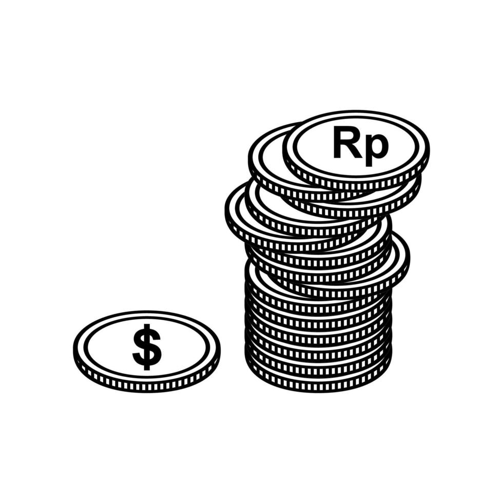 dólar a rupia, símbolo de icono de dólar a idr. valor de la moneda del dinero. ilustración vectorial vector