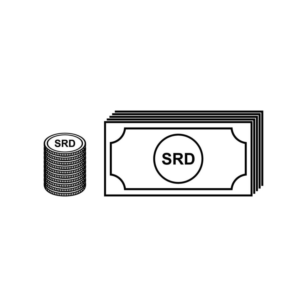 pila de dólar de surinam, srd, símbolo de icono de moneda de surinam. ilustración vectorial vector