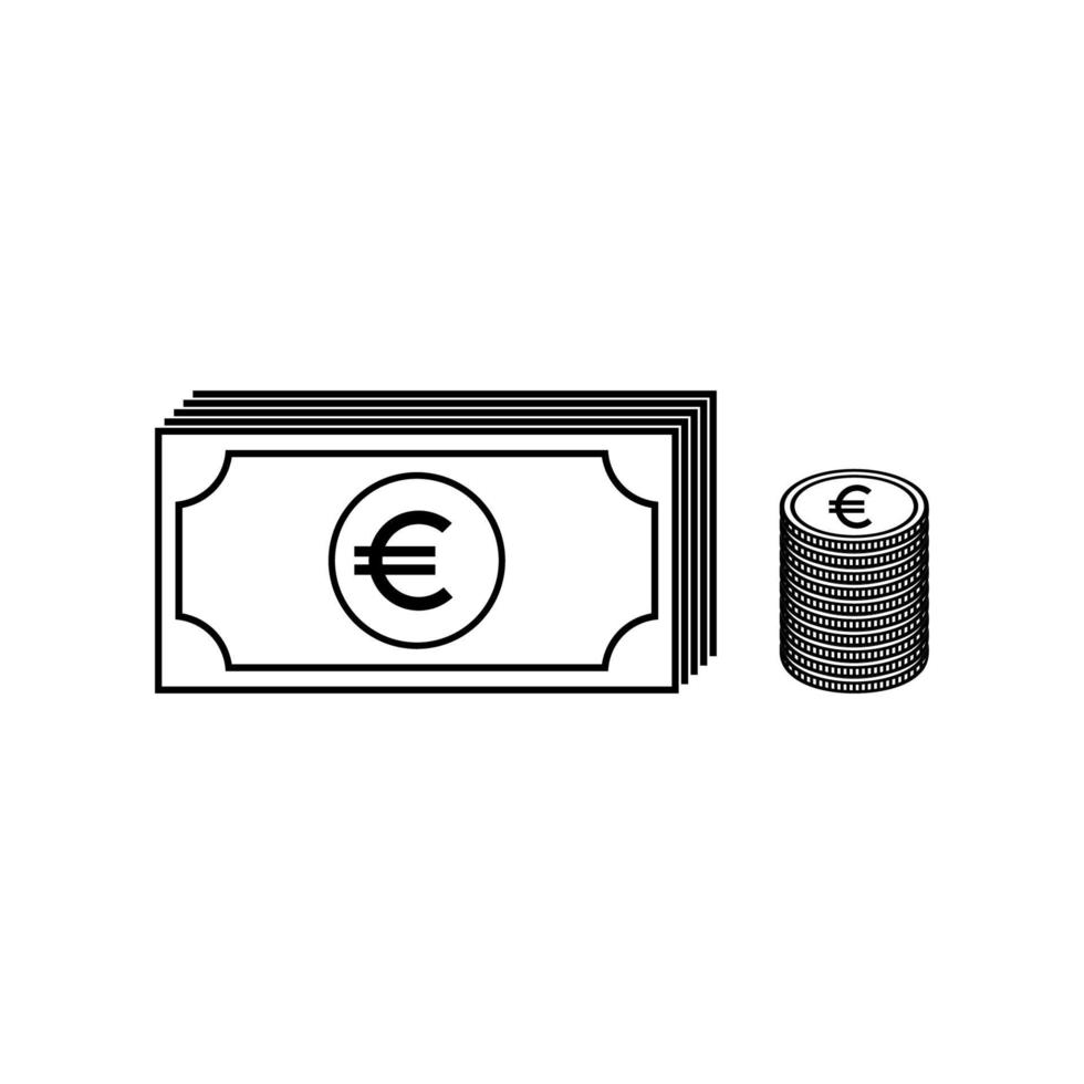 Stack of Euro. Euro Currency Icon Symbol. Vector Illustration