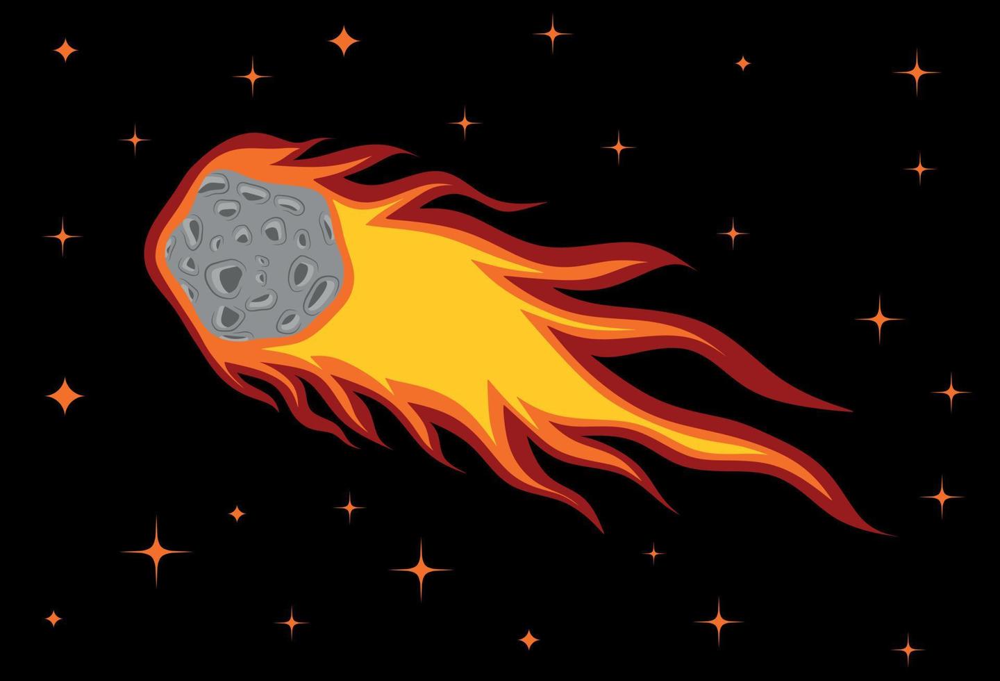 comet glides with fire at night. vector