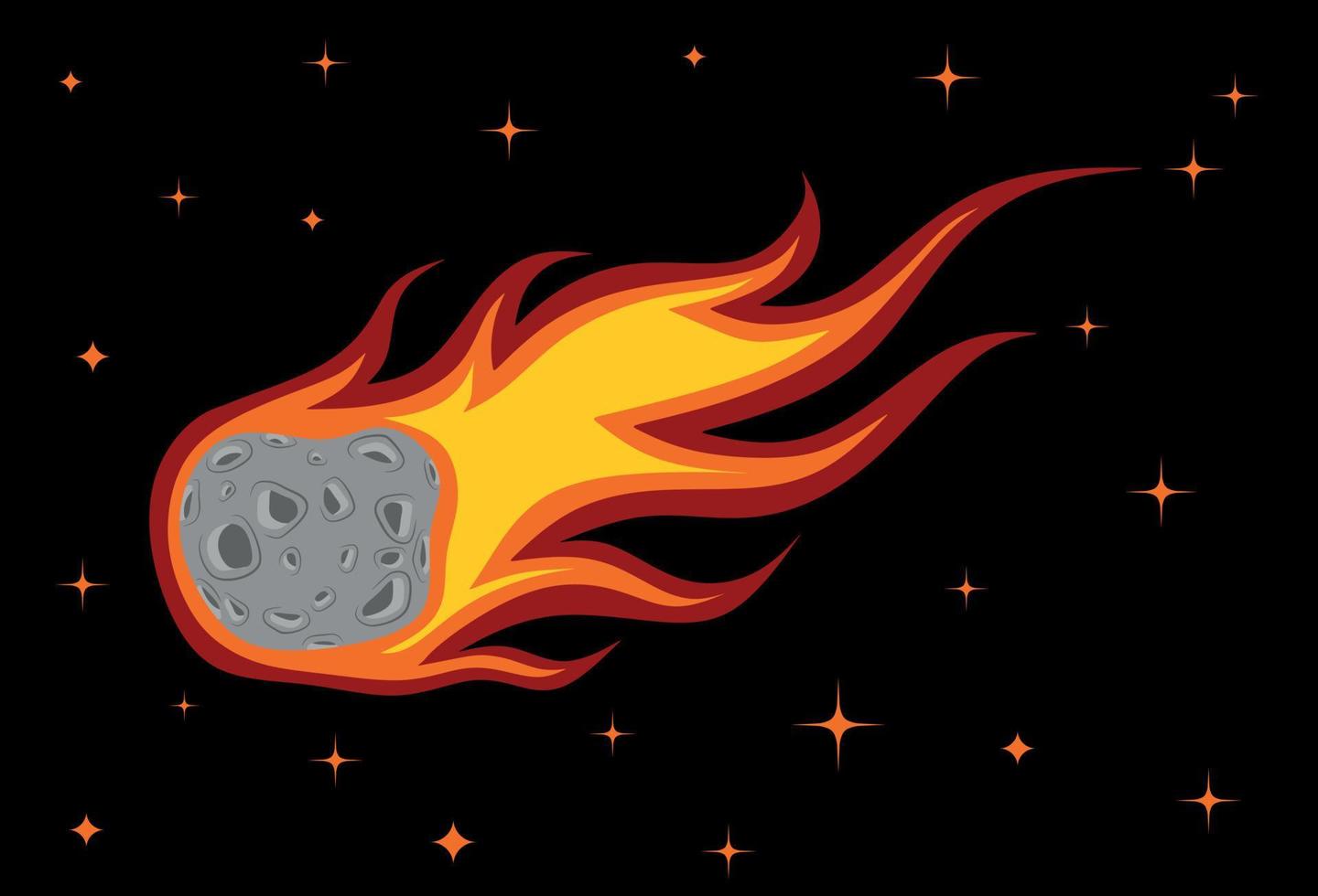 comet glides with fire at night. vector
