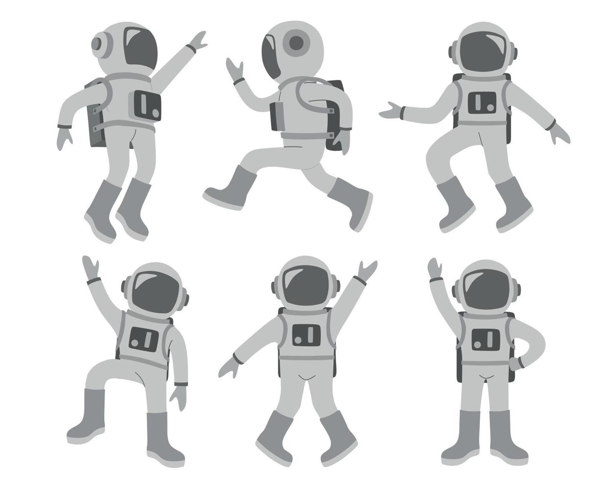 conjunto de astronauta aislado en un fondo blanco vector