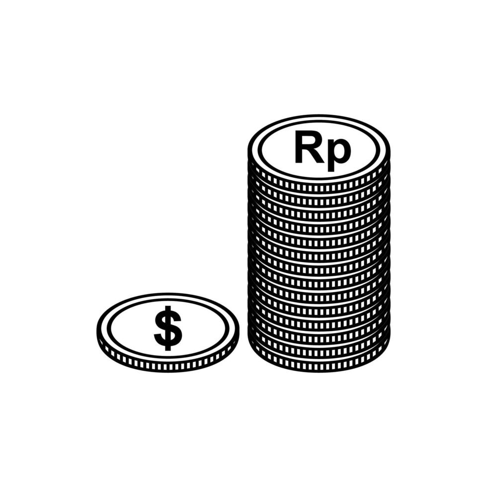 dólar a rupia, símbolo de icono de dólar a idr. valor de la moneda del dinero. ilustración vectorial vector