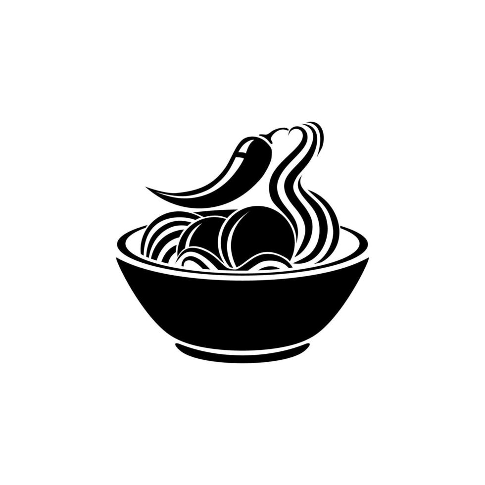 especias bolas de carne en la taza. silueta del tazón de fideos para logotipo o elemento de diseño gráfico. bakso. ilustración vectorial vector