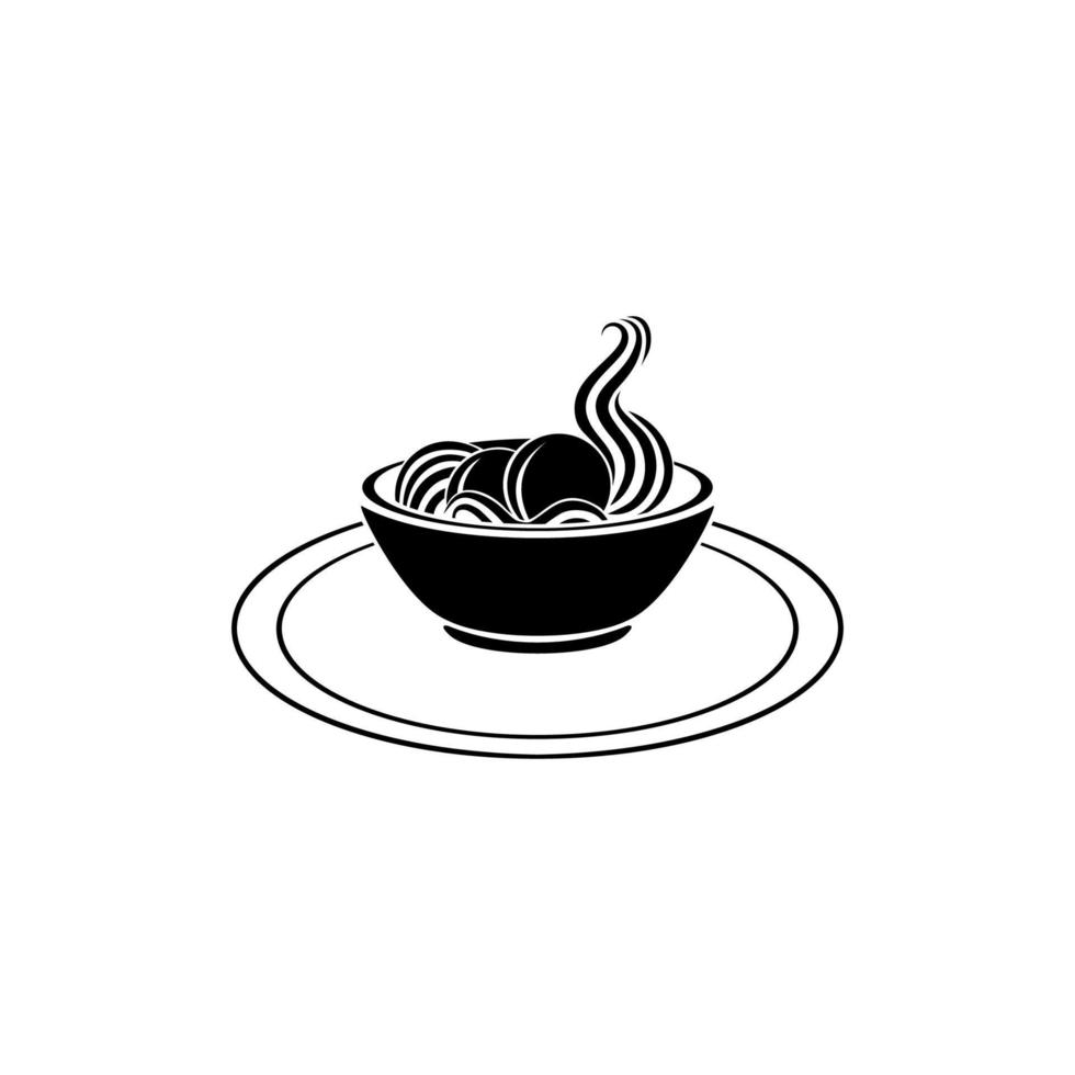 albóndigas en la taza. silueta del tazón de fideos para logotipo o elemento de diseño gráfico. bakso. ilustración vectorial vector