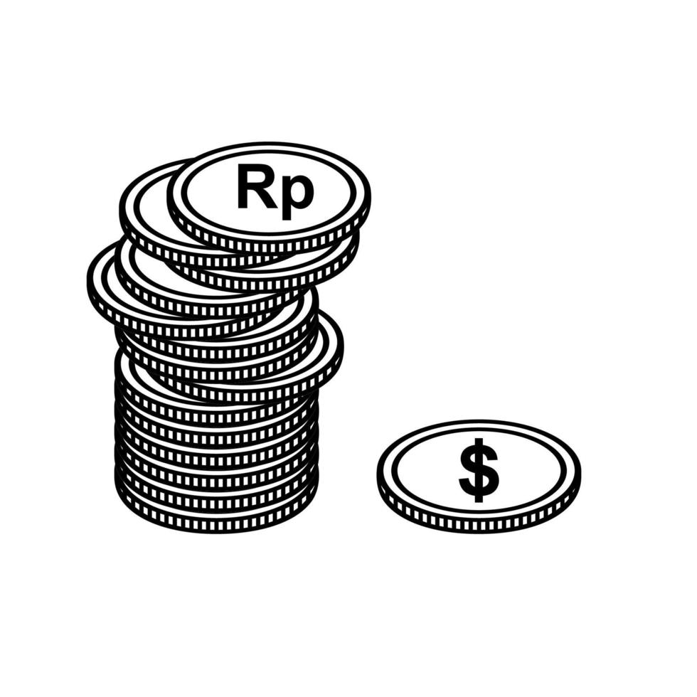 dólar a rupia, símbolo de icono de dólar a idr. valor de la moneda del dinero. ilustración vectorial vector