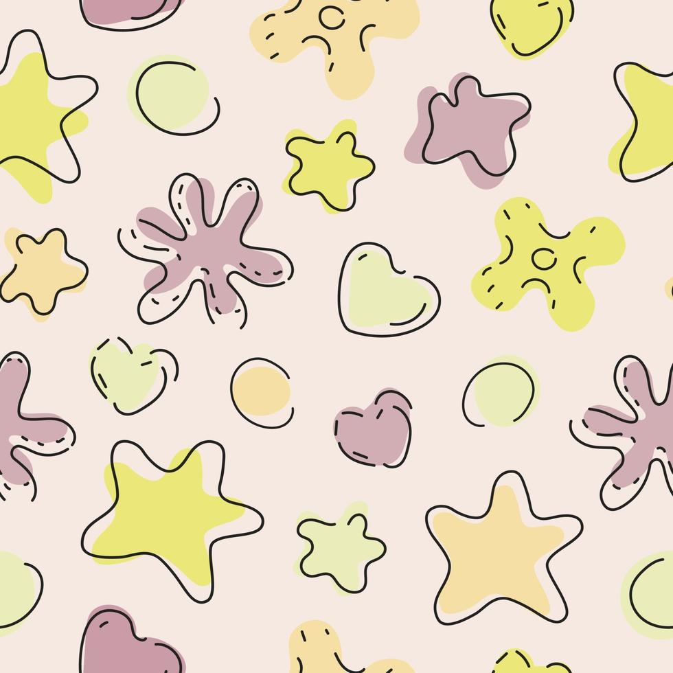 Simple seamless pattern with plants in doodle style. vector