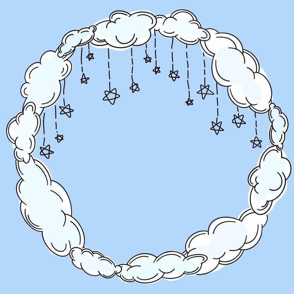 Frame of outline clouds in line-art style. Simple vector illustration.