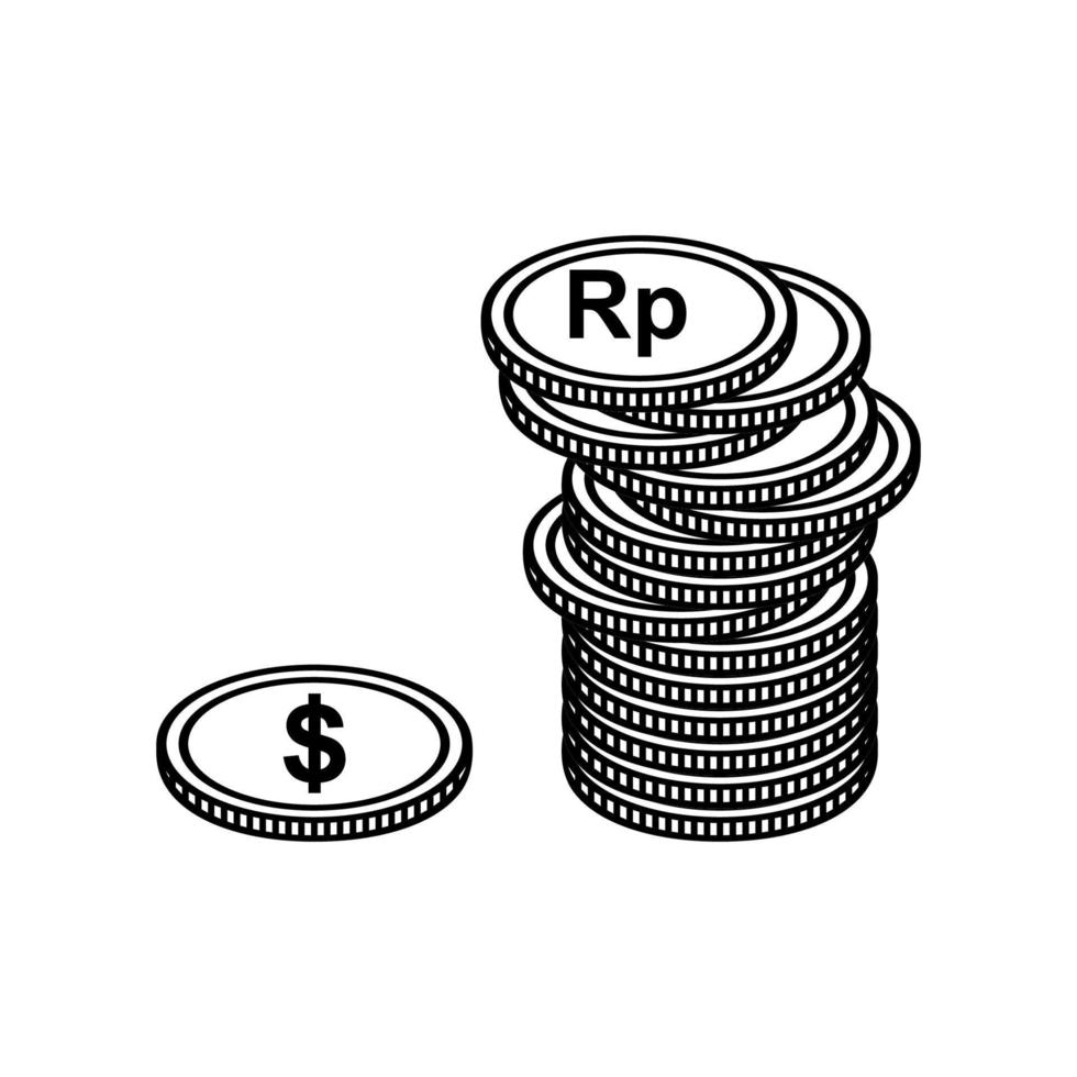 Dollar To Rupiah, Dollar to IDR Icon Symbol. Money Currency Value. Vector Illustration