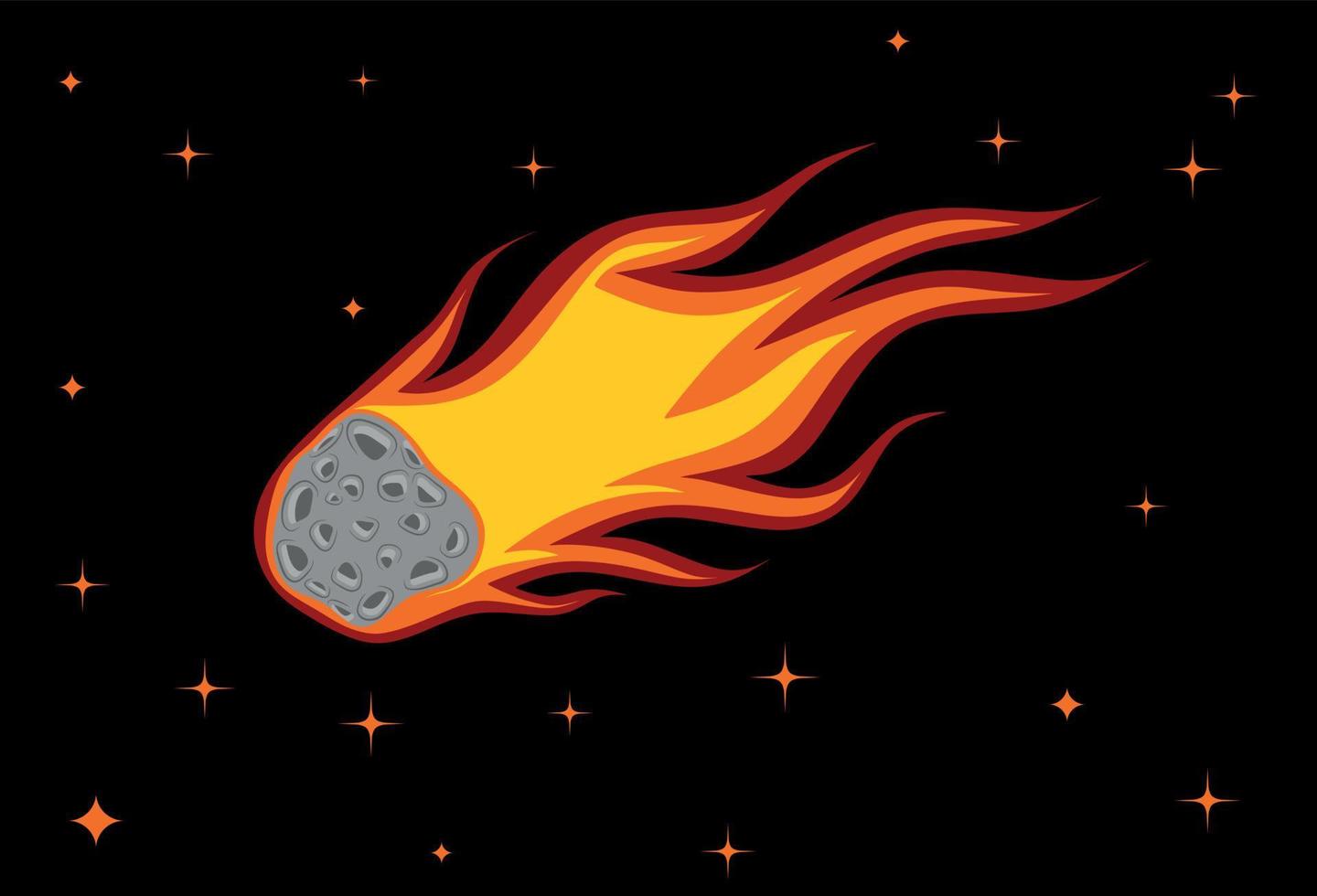 comet glides with fire at night. vector