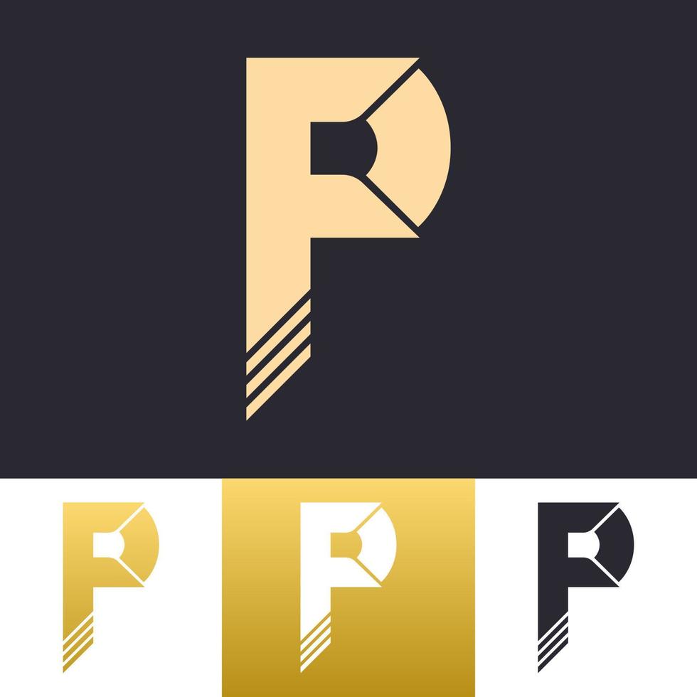 Letter p and f luxury simple logo with gold color vector