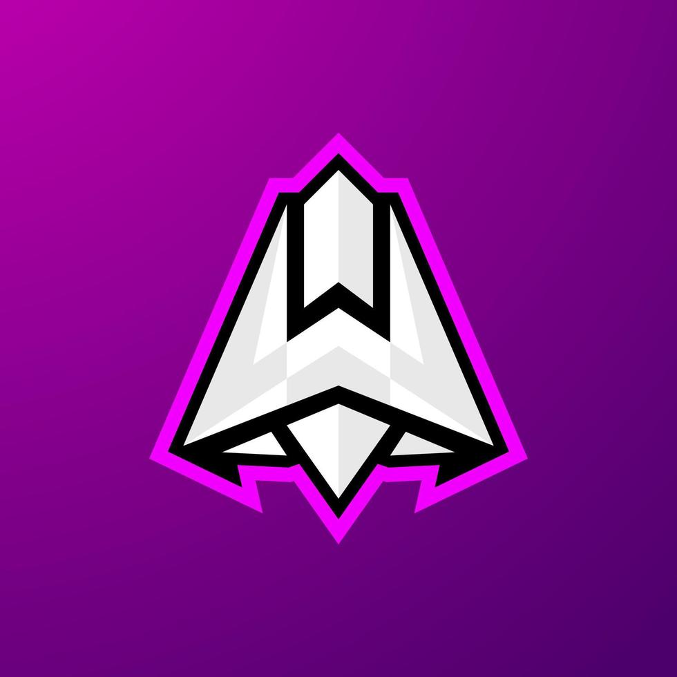 Simple letter w and i gaming logo design in white and purple color with rocket concept vector