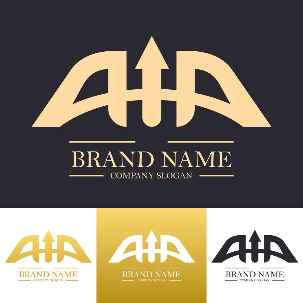 Luxury round letters a i a vector logo design template illustration with golden color and up arrow