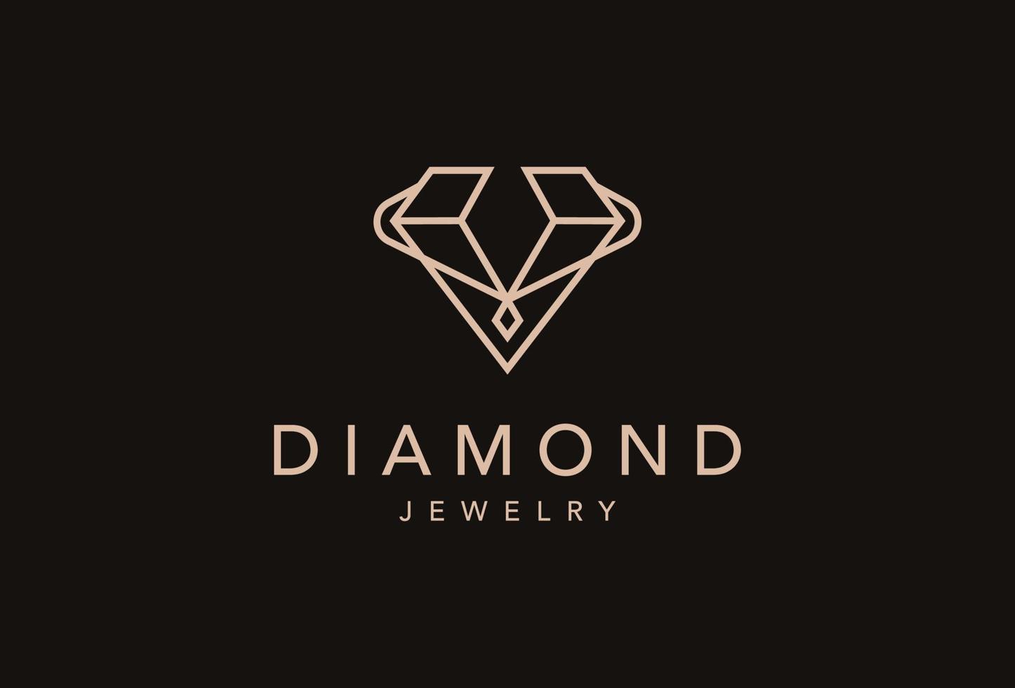 logotipo de joyería con plantilla de diseño de icono de estilo de arte de línea de diamante. vector