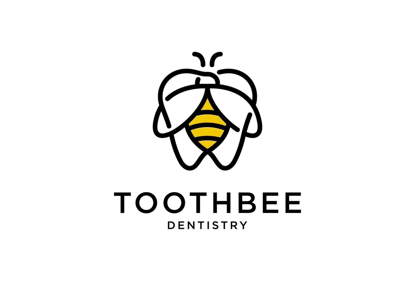 Dental logo with tooth and bee icon vector design