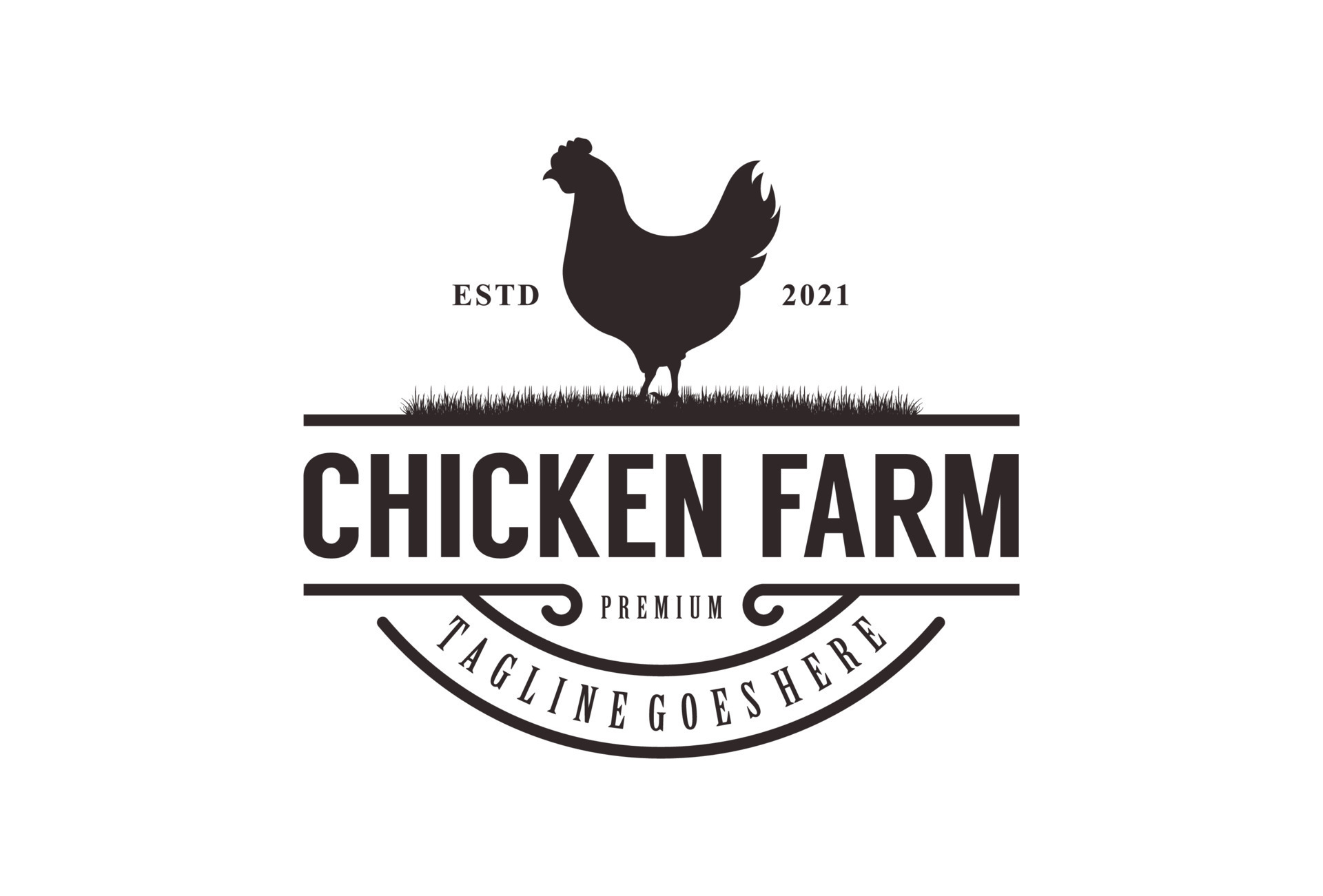 Vintage Chicken Farm Logo Vector Illustration Design Rooster On Fence vintage-chicken-farm-logo-vector-illustration-design-rooster-on-fence
