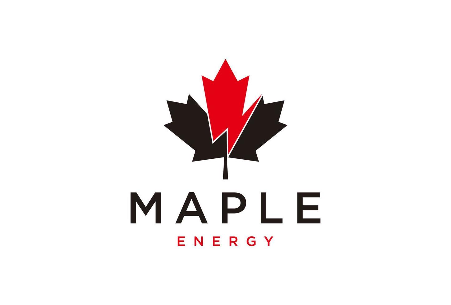 Maple Logo with lightning. Canada Symbol. Vector graphic design template element.