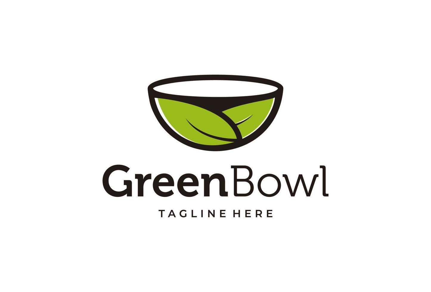 green leaf bowl logo design vector template