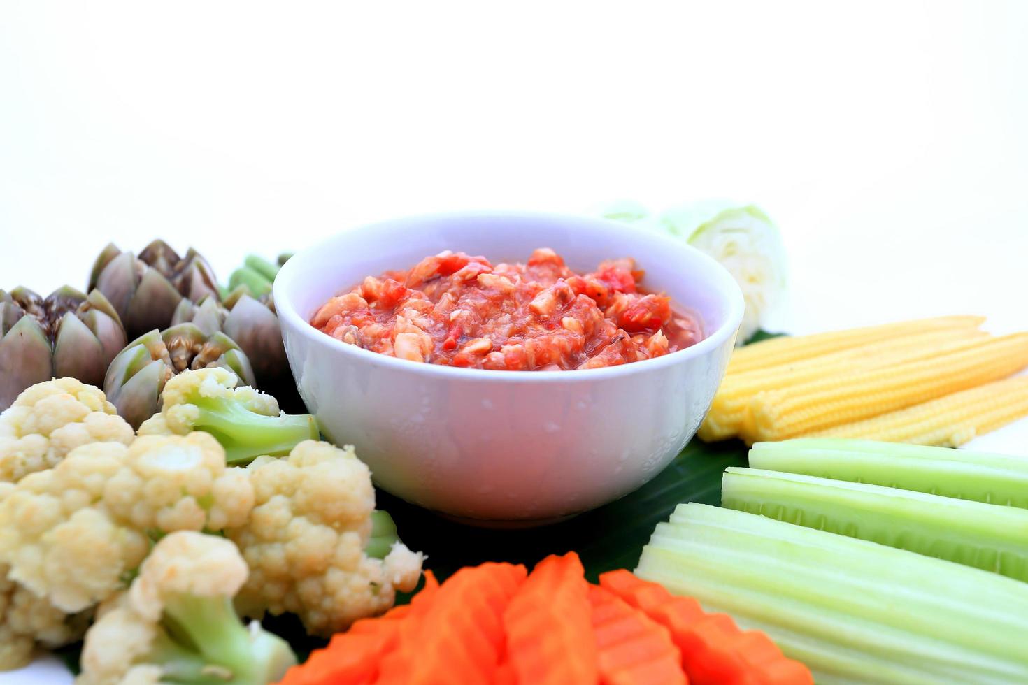 Fresh vegetable and shrimp paste sauce photo