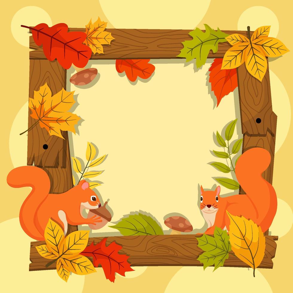 Border Background with Squirrel and Leaves vector