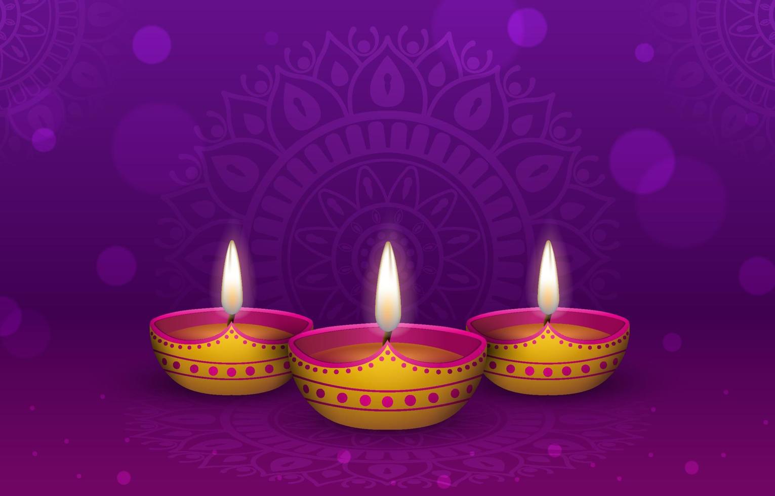 feliz fondo del festival diwali con lámpara de aceite realista vector