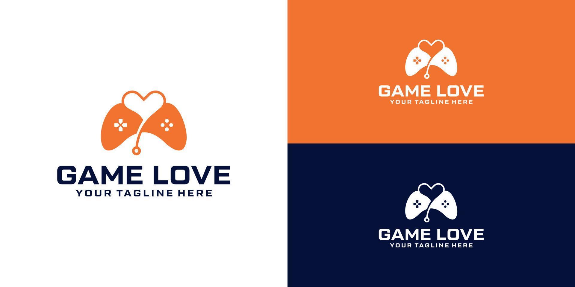joystick and heart logo design inspiration vector