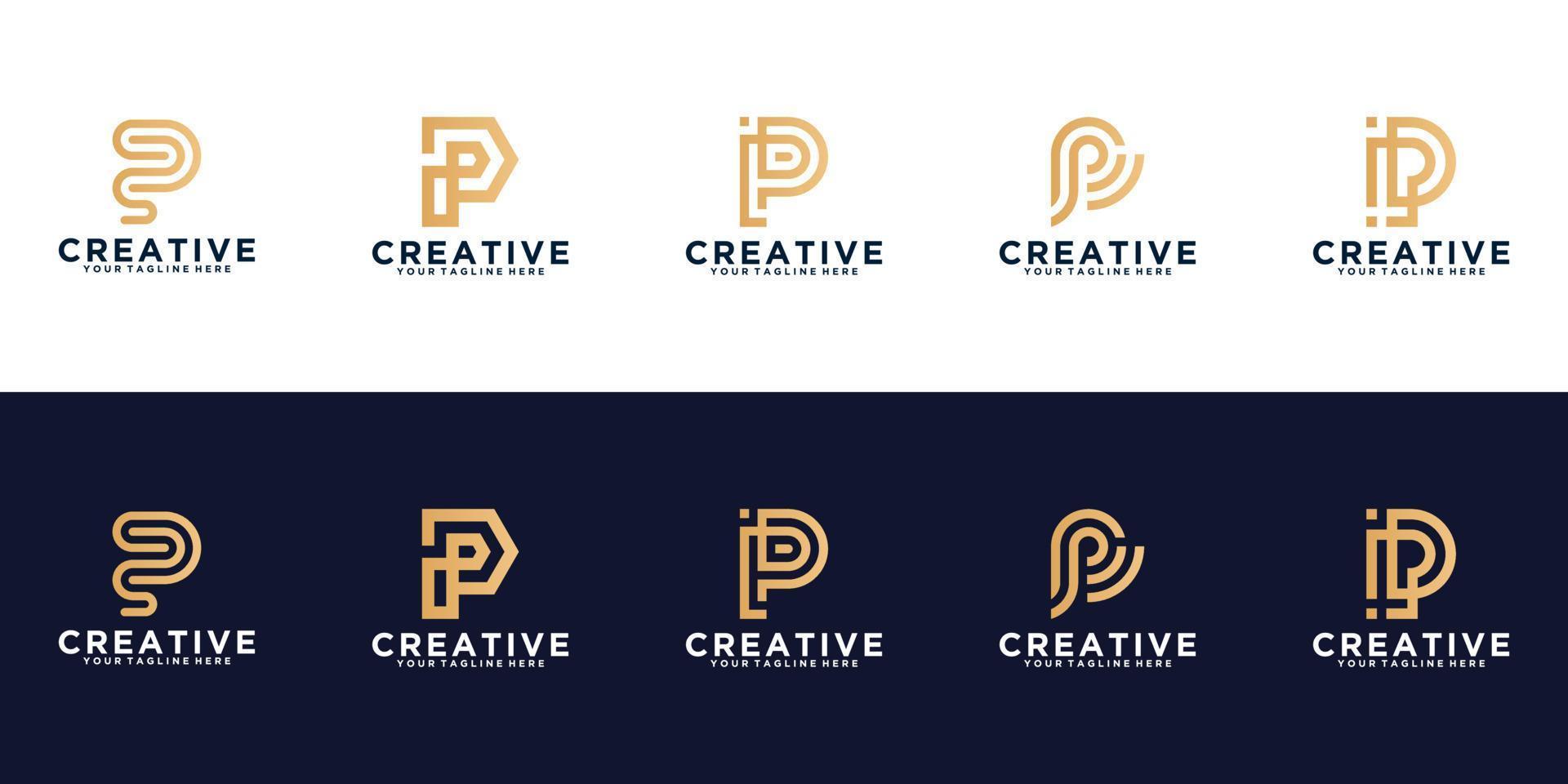 creative logo collection monogram letter p template design vector