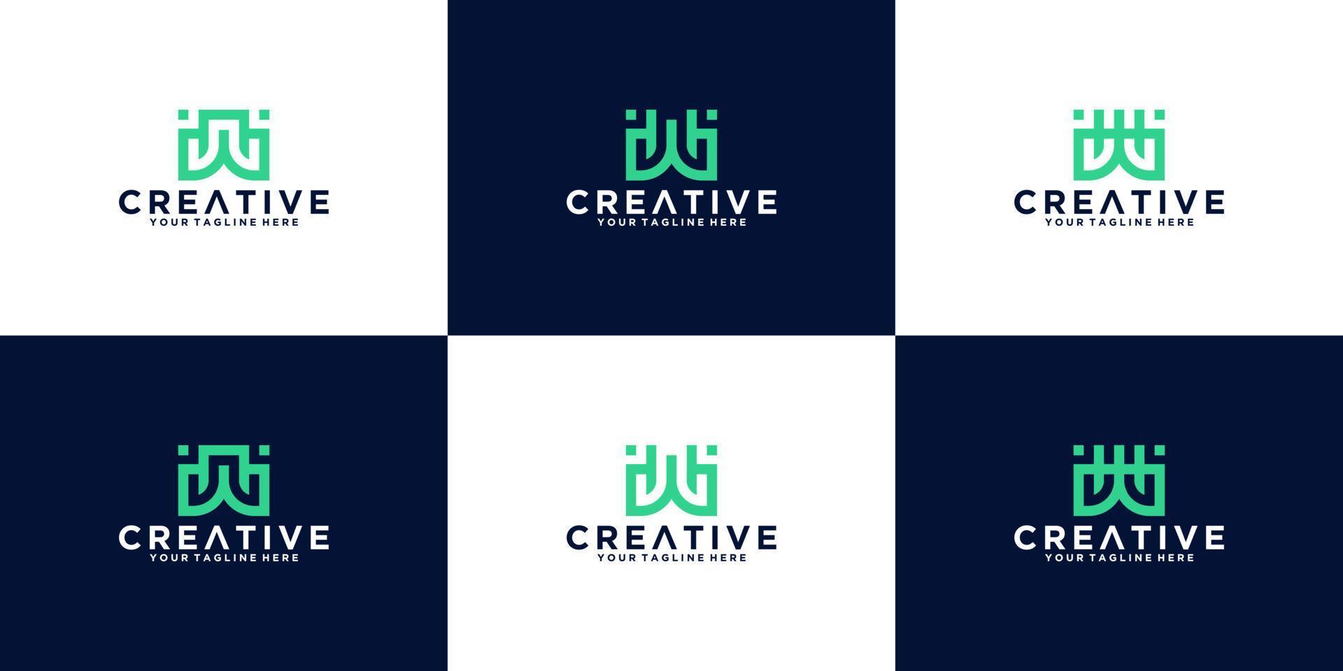 a collection of modern and simple letter w monogram logos vector