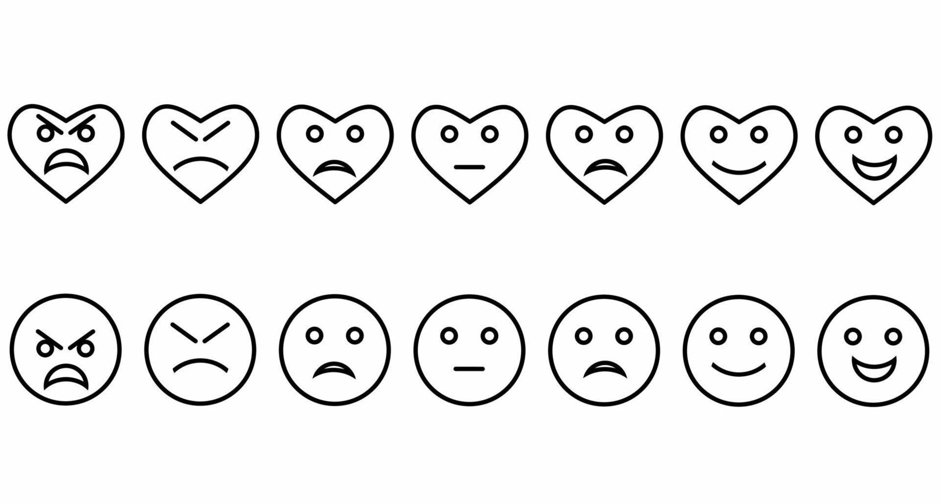 outline feedback emoji icon set isolated on white background vector