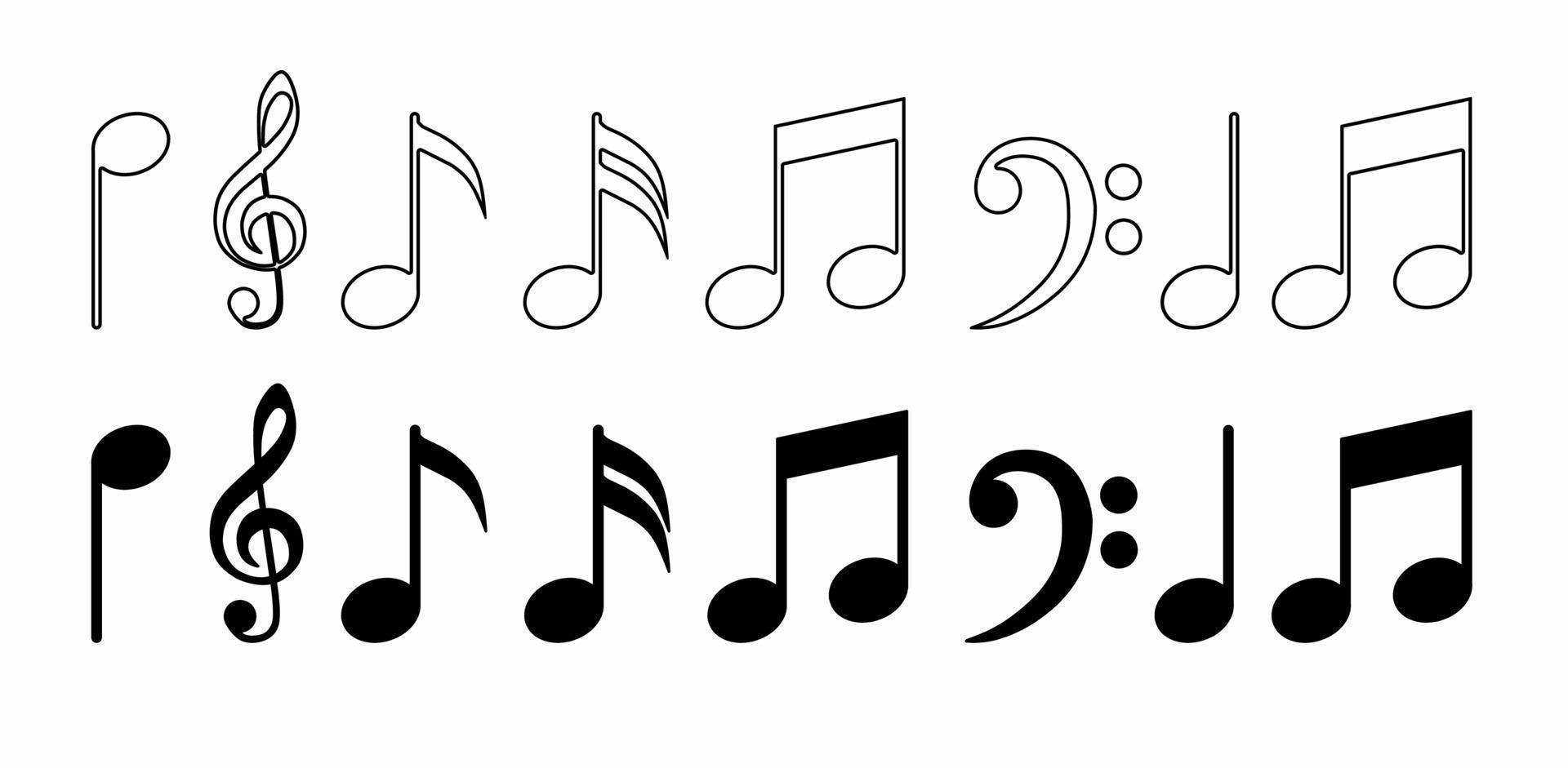 collection of music notes vector isolated on white background