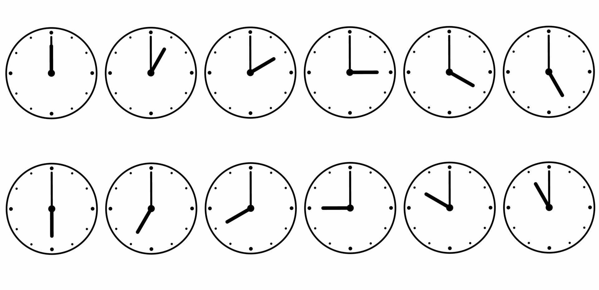 clocks icon set for every hour isolated on white background 10258144