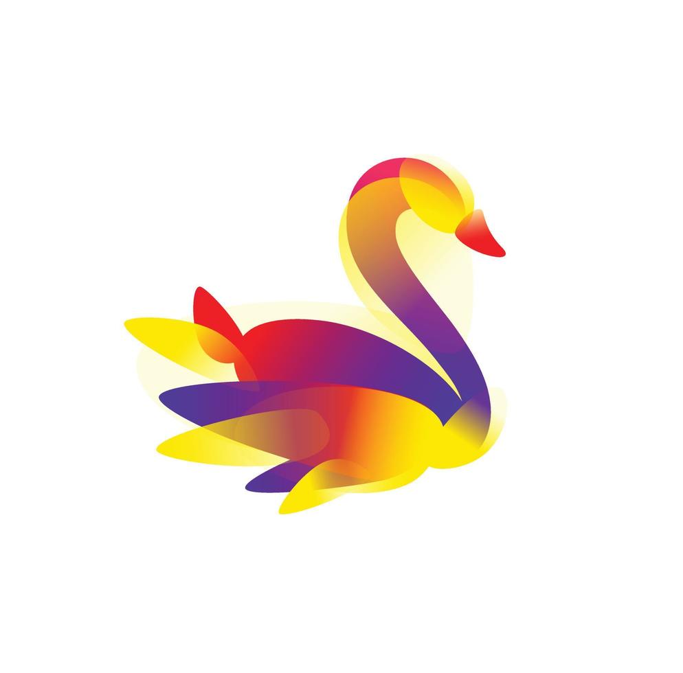 Illustration of a bird for a logo. Vector illustration. An image of a swan for a beauty salon, a shop, a zoo. Bright gradient bird, trademark, brand is a symbol of the company.